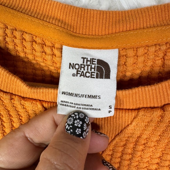 The North Face Womens Orange Waffle Knit Long Sleeve Thermal Top‎ Size S Outdoor - Picture 3 of 8